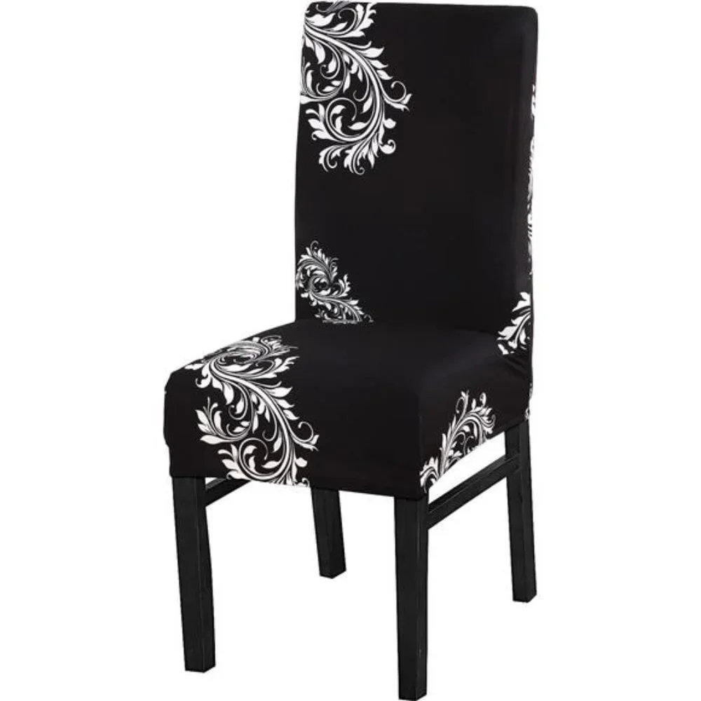 6 Pack Slipcovers High Back Chairs Cover Stretch Slipcover, Black White Wing